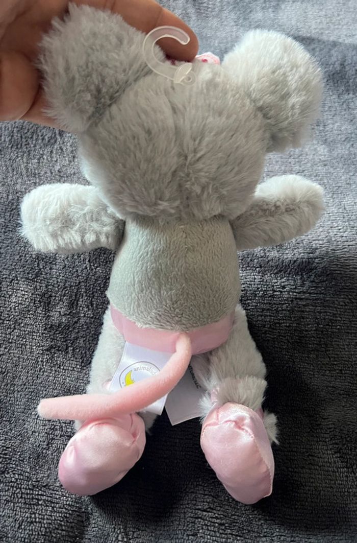 Petite peluche doudou souris animal adventure neuve sans étiquette grise et rose - photo numéro 3