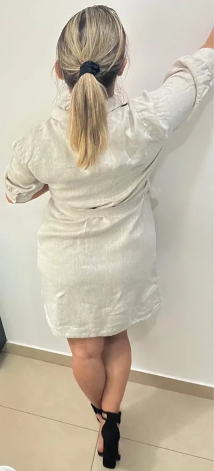 Robe En Lin Avec Ceinture Claudie Pierlot Taille 36-38 - photo numéro 8