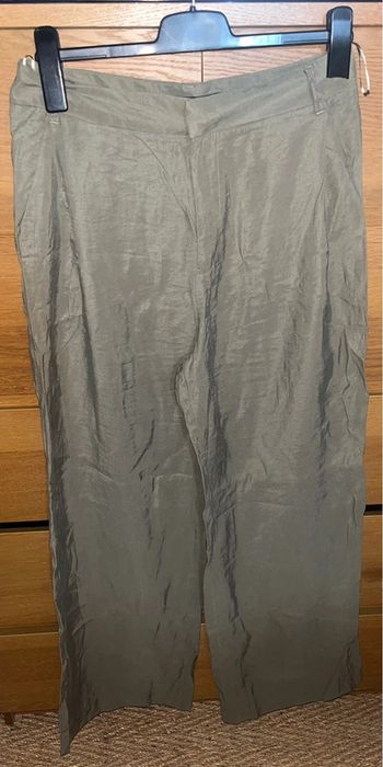 Pantalon large vert kaki Zara