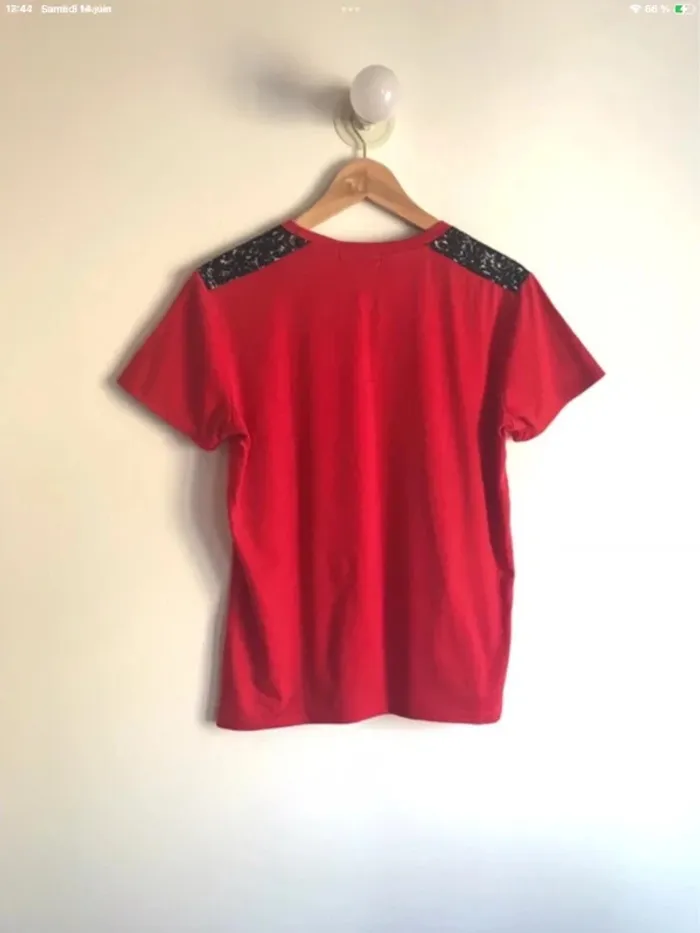 T-shirt homme manches courtes rouge et à message taille M - photo numéro 6