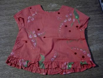 T-shirt tunique bébé fille 12 mois créateur bio éthique il était une fée fleurs strass NEUF