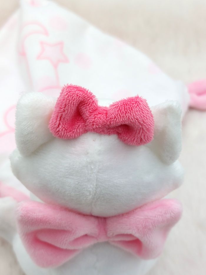 Doudou peluche chat Marie blanc rose Goodnight Disney Nicotoy Simba toys nœud - photo numéro 6