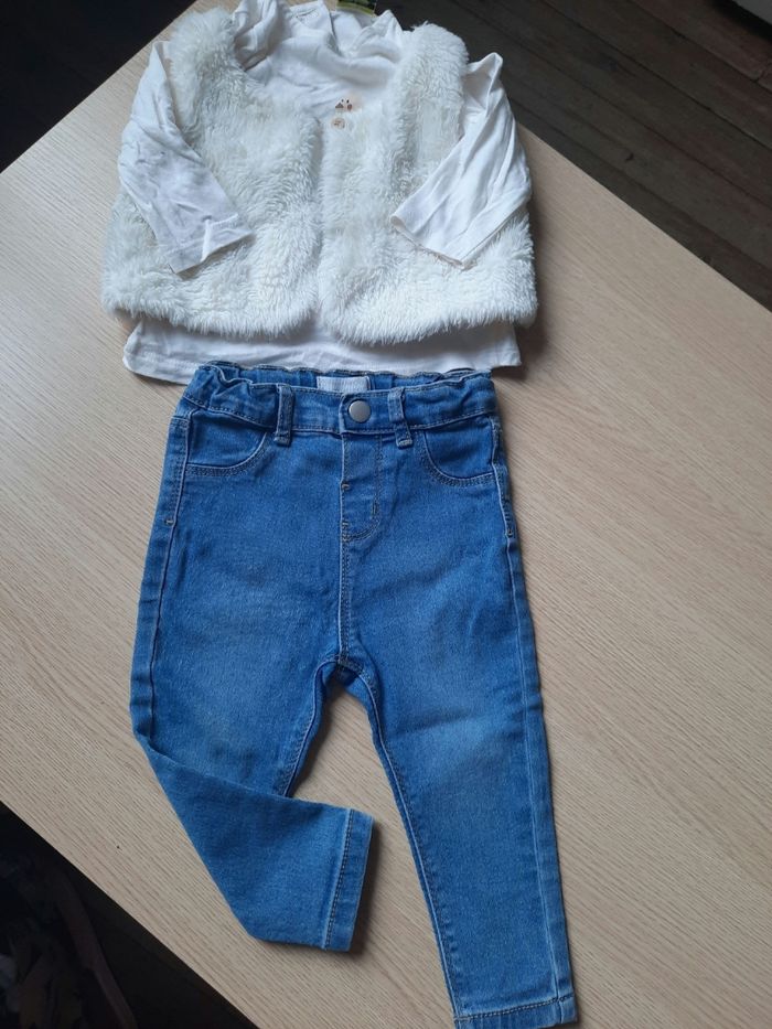 Ensemble 3  pièces  jean tee shirt ML et gilet - photo numéro 5
