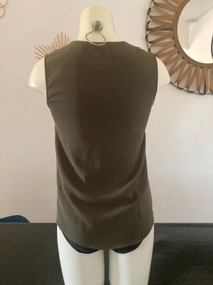 Blouse fluide sans manches kaki taille 34 - photo numéro 4