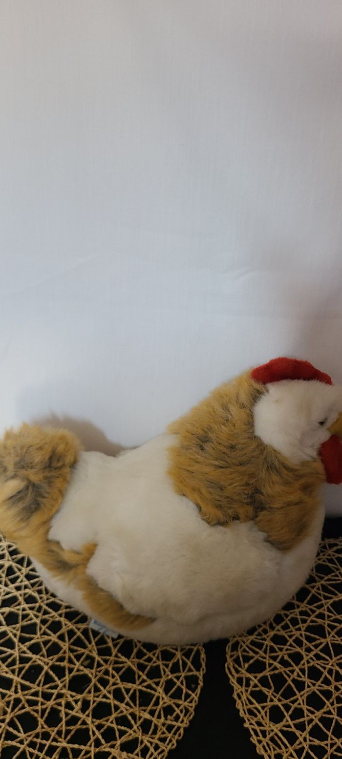 poule coq range pyjama doudou blanc rouge marron peluche ancien vintage non lavé nounours - photo numéro 6