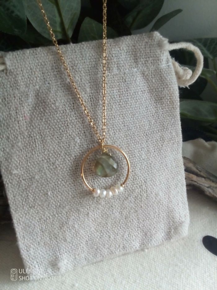 Collier labradorite et cercle de perles d'eau douce naturelles - photo numéro 2