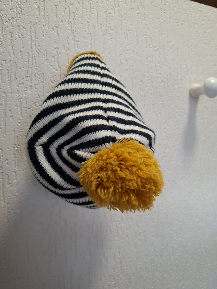 Joli bonnet garçon rayé à pompon La Fabrique des Garçons doublé polaire taille unique très bon état - photo numéro 6