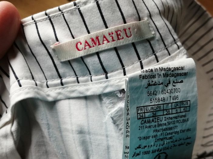 Pantalon 3/4 rayé blanc et noir Camaïeu T34 - photo numéro 2