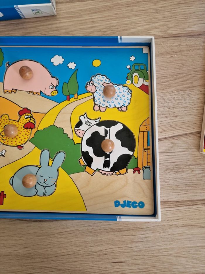 Puzzle Djeco avec boîte Ferme colorée, poules, lapin, vache, mouton, cochon. - photo numéro 3