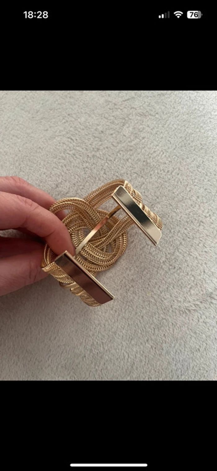 Lot 2 bracelets dorés – manchette + jonc chic & tendance - photo numéro 3