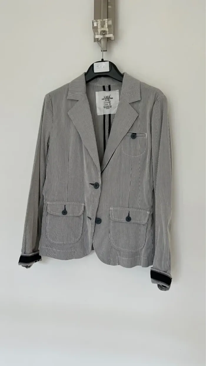 Veste blazer rayé bleu marine et blanc - photo numéro 2