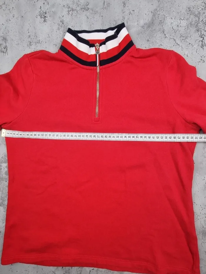 Sweat 1/4 zip Tommy Hilfiger rouge, M Femmes (mesures en photos) - photo numéro 10