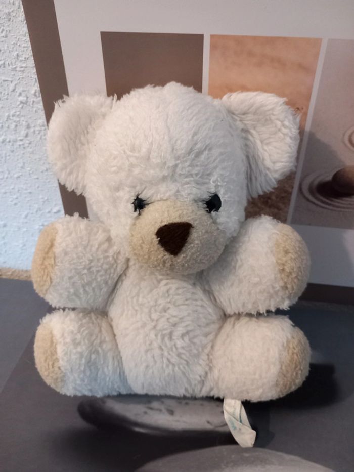 Peluche ours vintage blanc petit model 20cm marque nounours - photo numéro 3