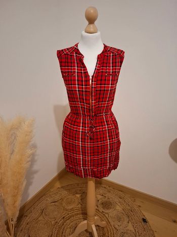 Mini robe à carreaux rouge taille XS 34