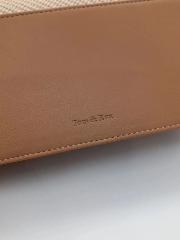 Sac à main pochette Tom & Eva beige et marron en similicuir - photo numéro 6