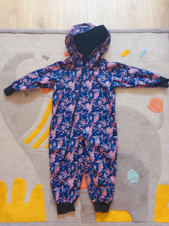 Combinaison de pluie iELM softshell marines feuilles fleurs 104 cm 4 ans - photo numéro 2