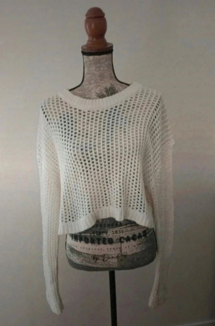 Pull ajouré blanc taille L