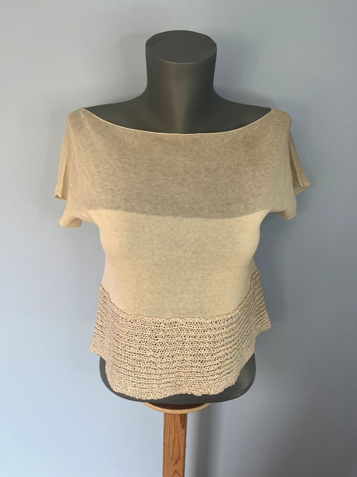 T-shirt court Sarah Pacini sable - Taille unique - Manches courtes