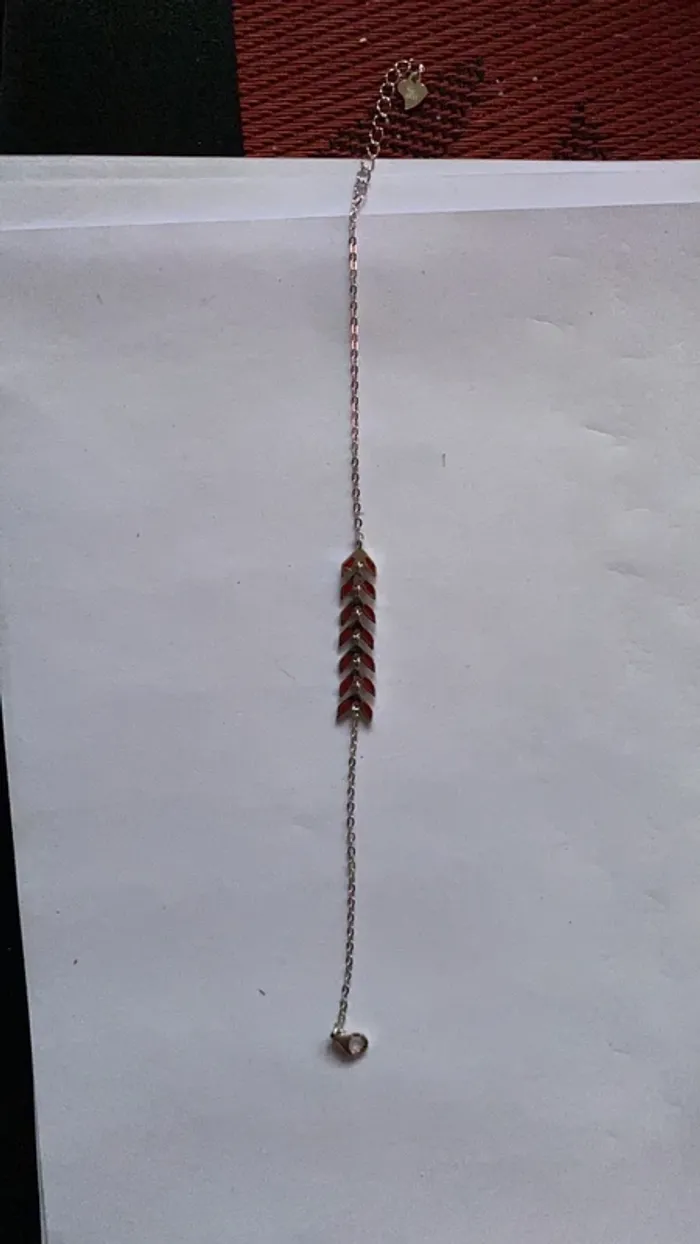 Bracelet épi en argent rhodié avec émail rouge - photo numéro 2
