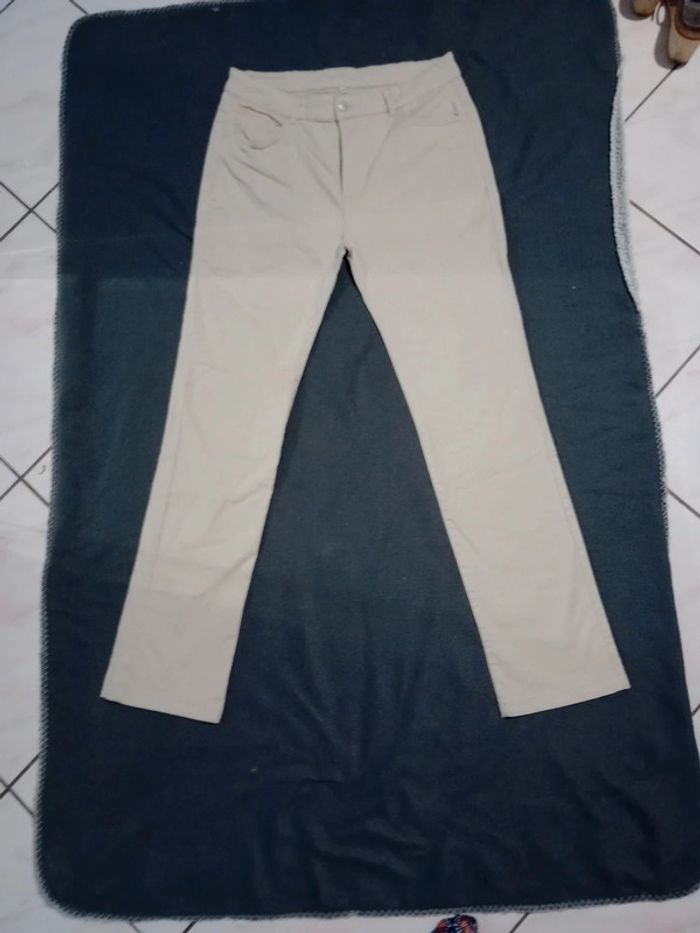 Pantalon femme 44 crème type toile c8