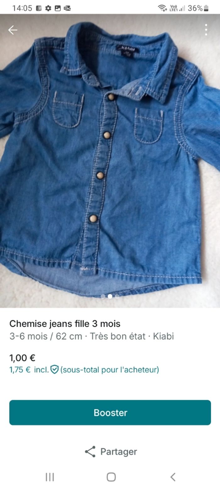 Chemise jean 3 mois - photo numéro 2