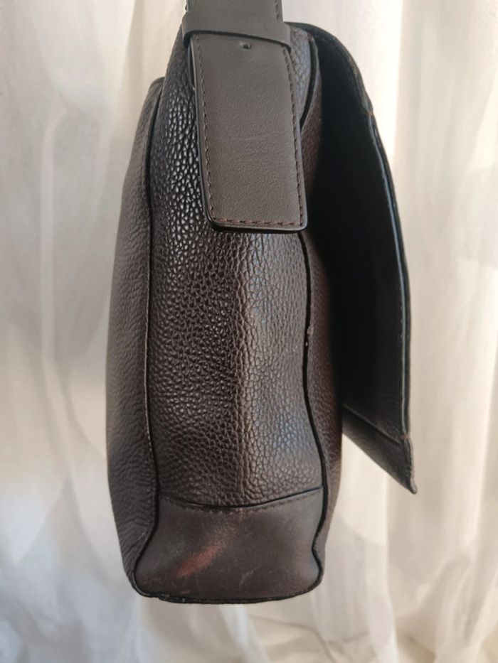 Lancel | saccoche cuir grainé marron foncé - photo numéro 6