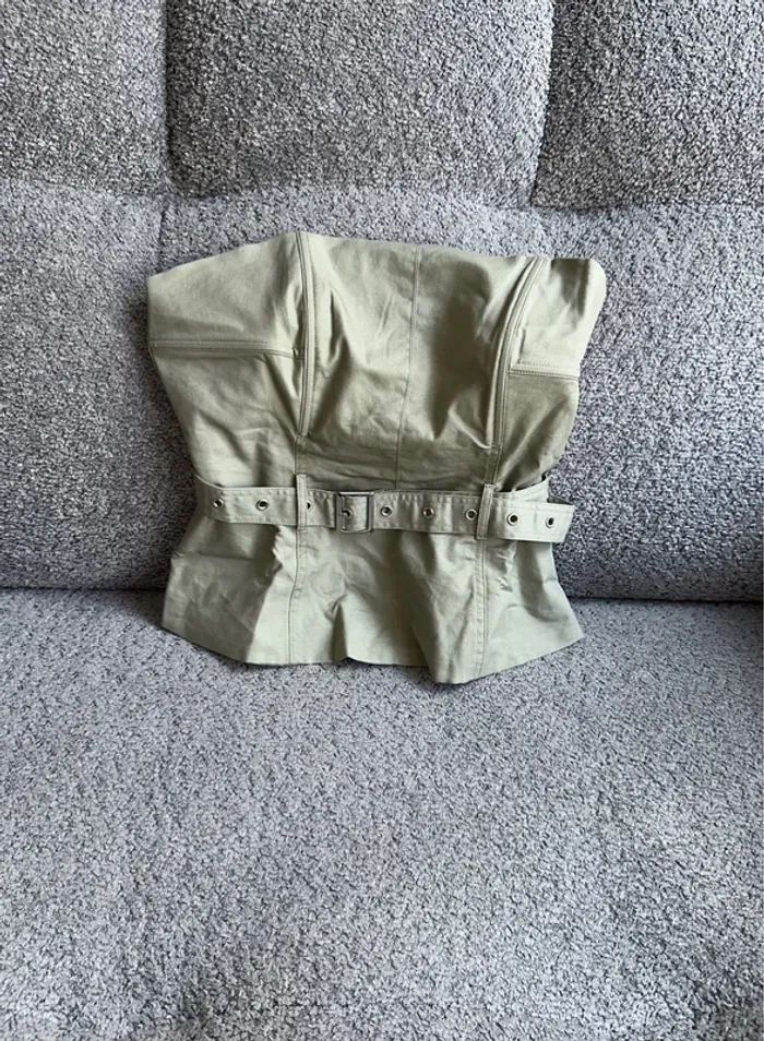 Haut/Top bustier ceinture beige kaki MANGO neuf