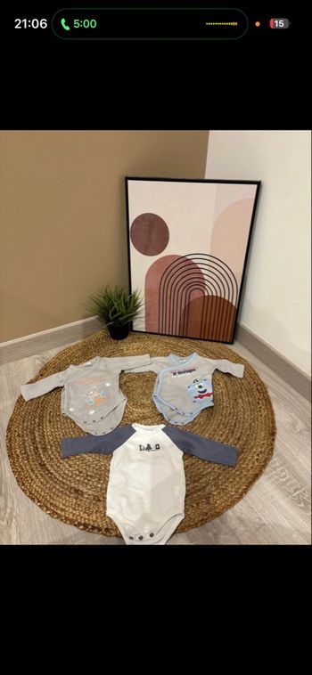Lot de 3 bodys bébé garçon taille 3 mois 