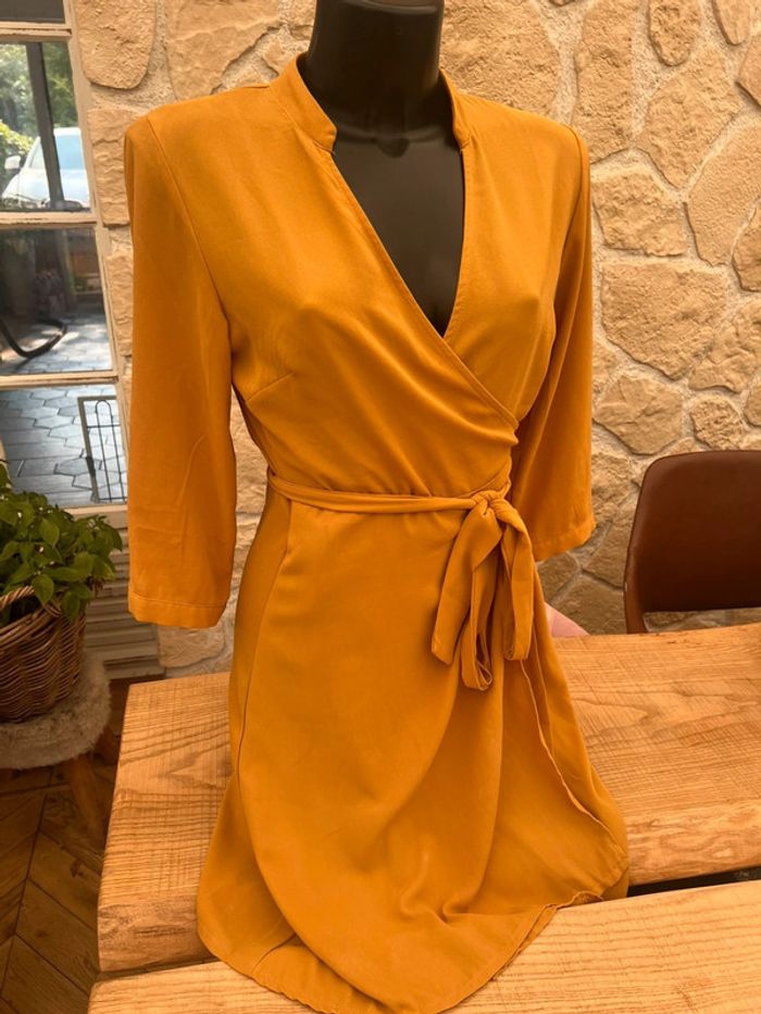Robe femme cache cœur jaune moutarde taille S 36 38 M akoz de toi - photo numéro 5