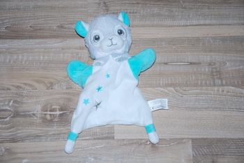 doudou Lama tom et zoe plat blanc et vert argent etoiles CMP (ours chat mouton)