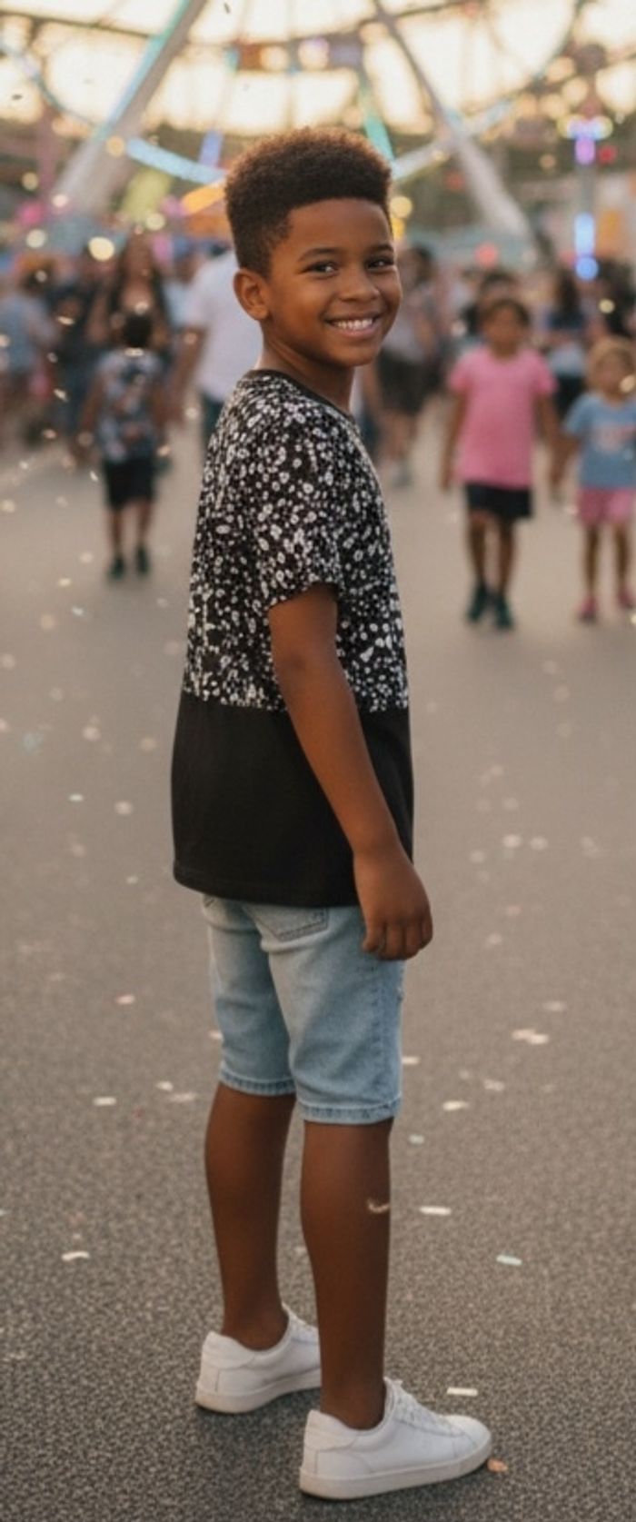 Tee-shirt noir imprimé éclaboussures blanches dany kids 8A - photo numéro 2