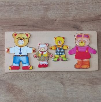 Puzzle en bois " famille ours " 12 grosses pièces "