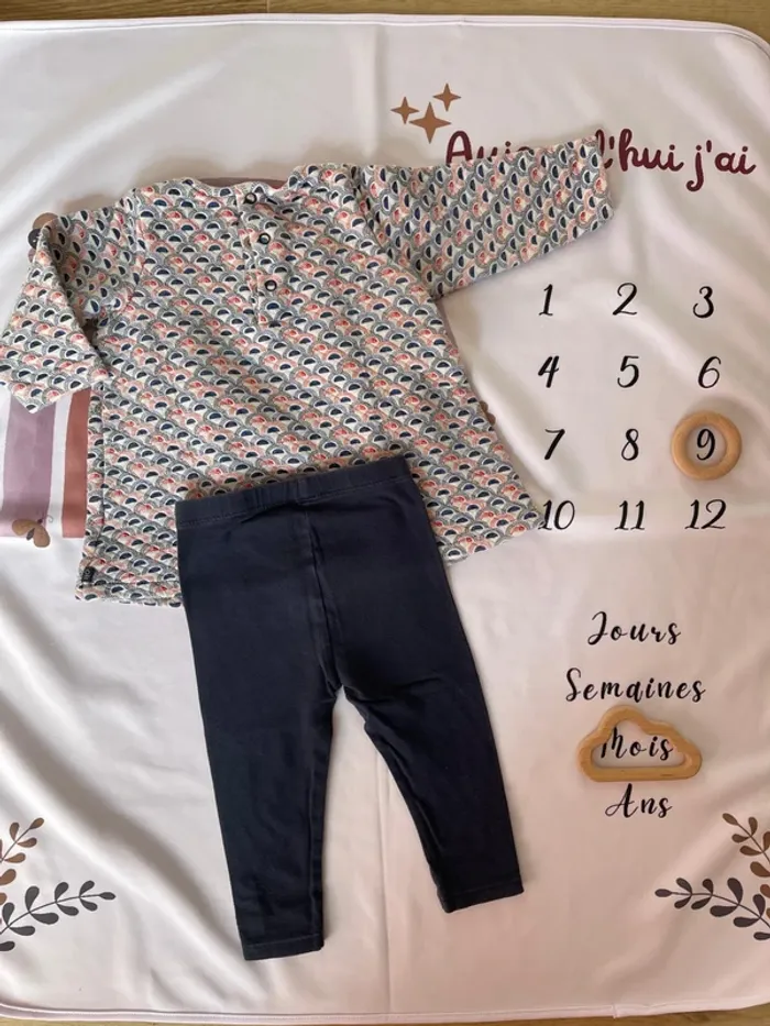 Ensemble t-shirt manches longues + pantalon - Bébé fille - 9 mois - Obaibi - photo numéro 3
