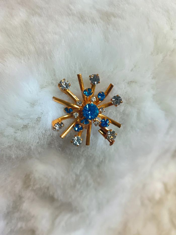 Broche étoilé strass bleu et transparent | Vintage - photo numéro 2