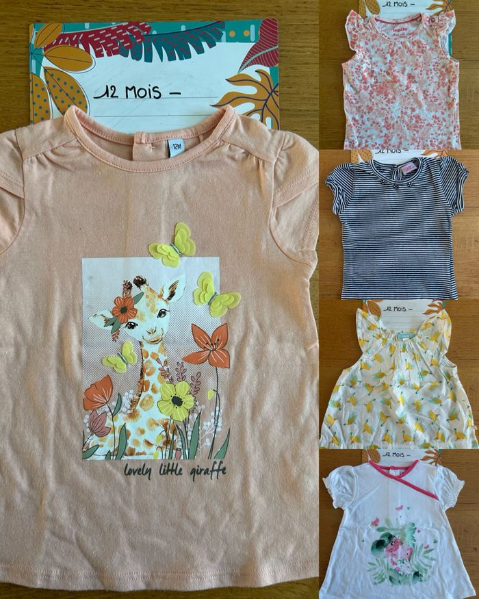 Lot de tee-shirts MC fille - 5 pièces - 12 mois