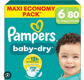 Couches  80 pampers  baby-dry taille 6