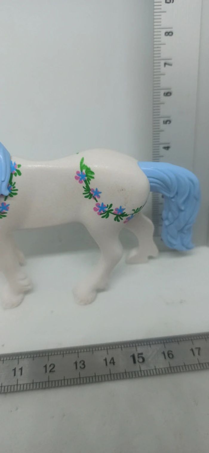Licorne blanche et bleue à fleurs playmobil - photo numéro 4