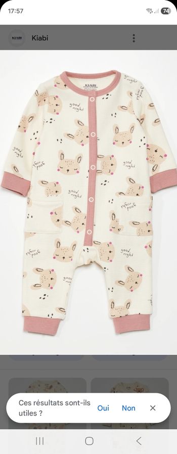 Pyjama nid d'abeille imprimé lapin