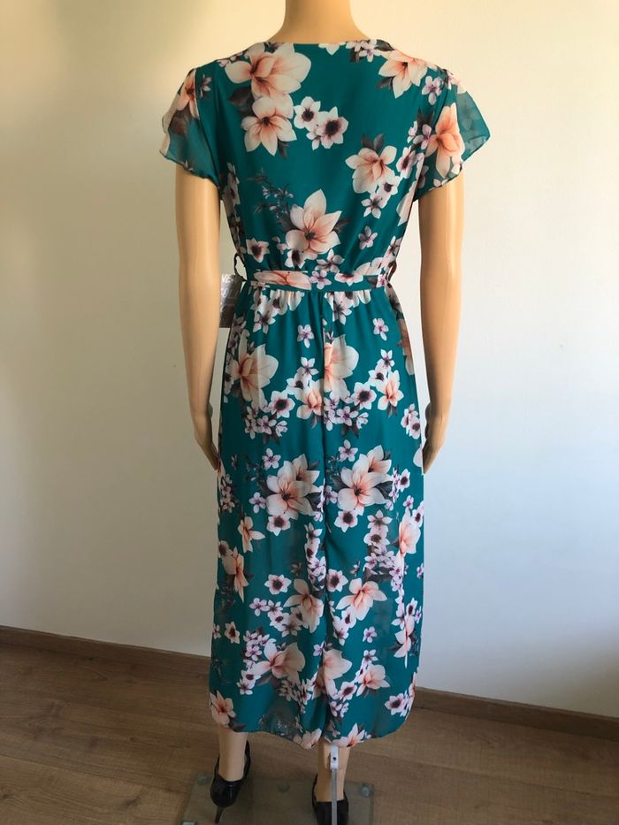 Robe longue verte foncée et fleurie neuve New Collection taille unique - photo numéro 5