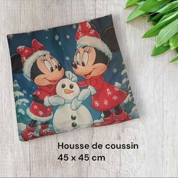 Housse de coussin Minnie et Mickey mouse Disney noël