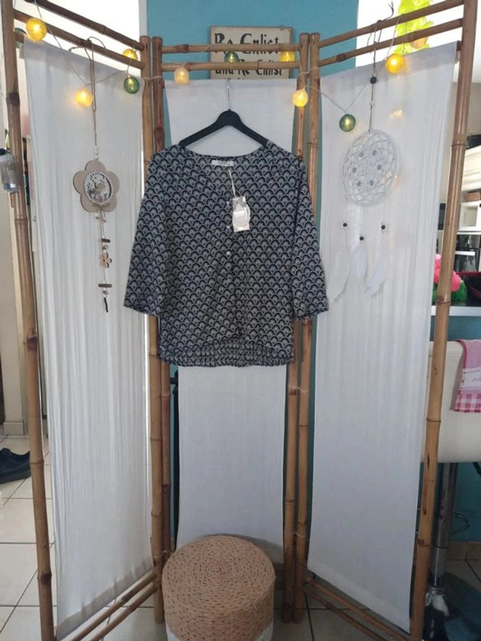 Blouse manches 3quart v code noir taille s - photo numéro 1
