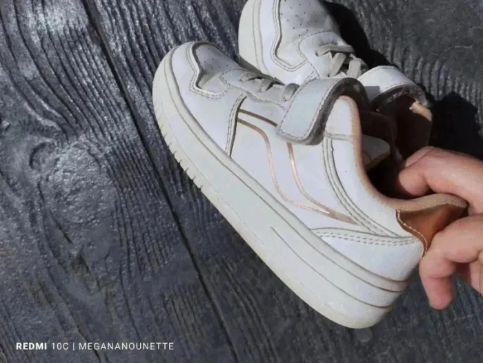 👟Baskets sneackers à plateforme blanche et doré Pointure 27 UNYK - photo numéro 6
