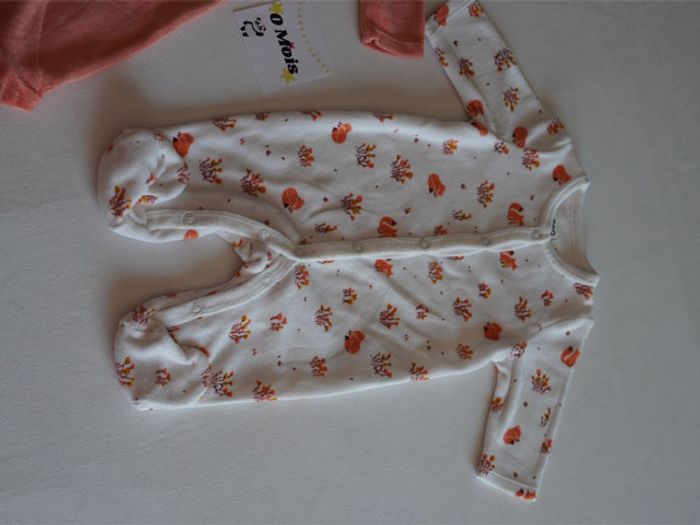 Lot n°2 de 2 Pyjamas velours corail brodé/blanc fantaisie Gémo Taille : 0m (Naissance) - photo numéro 3