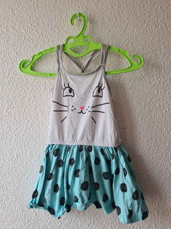 robe chat blanche et bleu turquoise Kiabi