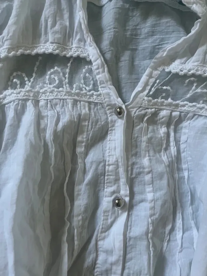 chemise vintage broderie coton - photo numéro 2