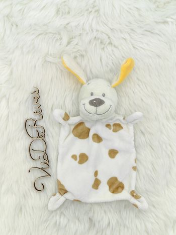 Doudou semi plat blanc beige marron et jaune Nicotoy