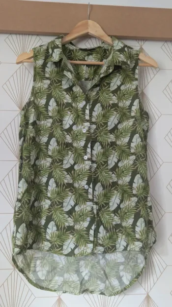 Chemise sans manche imprimé palmier