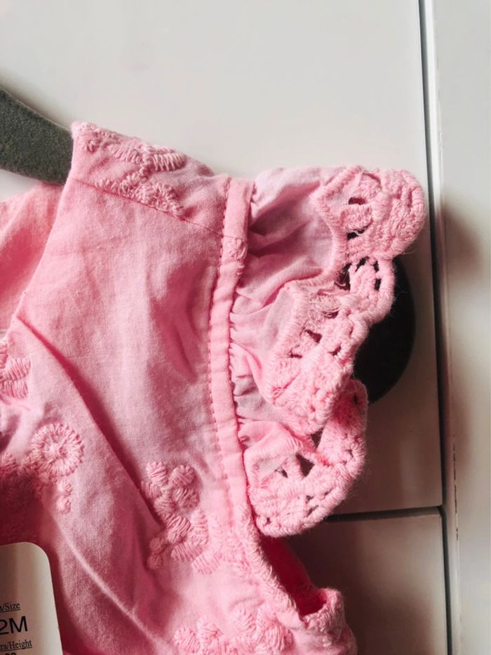 Robe été broderie rose Mayoral 12 mois neuf fleurs - photo numéro 2