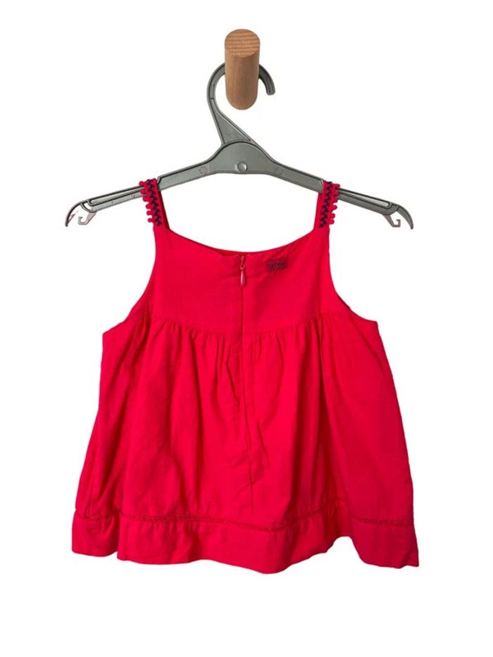Top à bretelles rose fuchsia, motif brodé fleurs/oiseau - Catimini 3 ans (98cm) - photo numéro 3