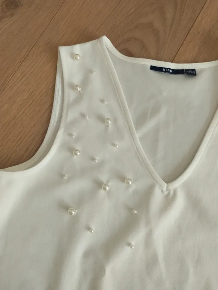 Blouse sans manches blanche à perles Kiabi 36 - photo numéro 4